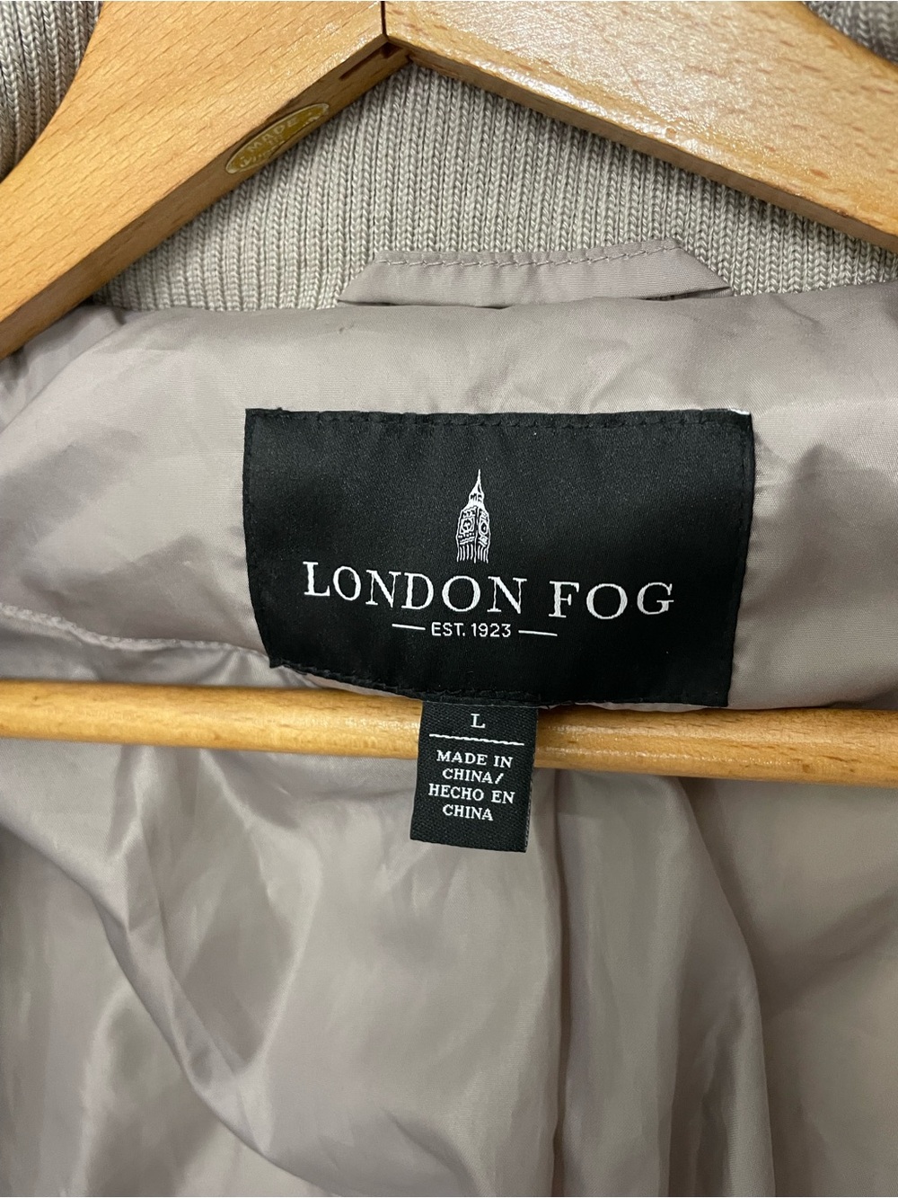 London Fog Women's Taupe Puffer Jacket Quilted Winter Coat size L - Picture 6 of 9